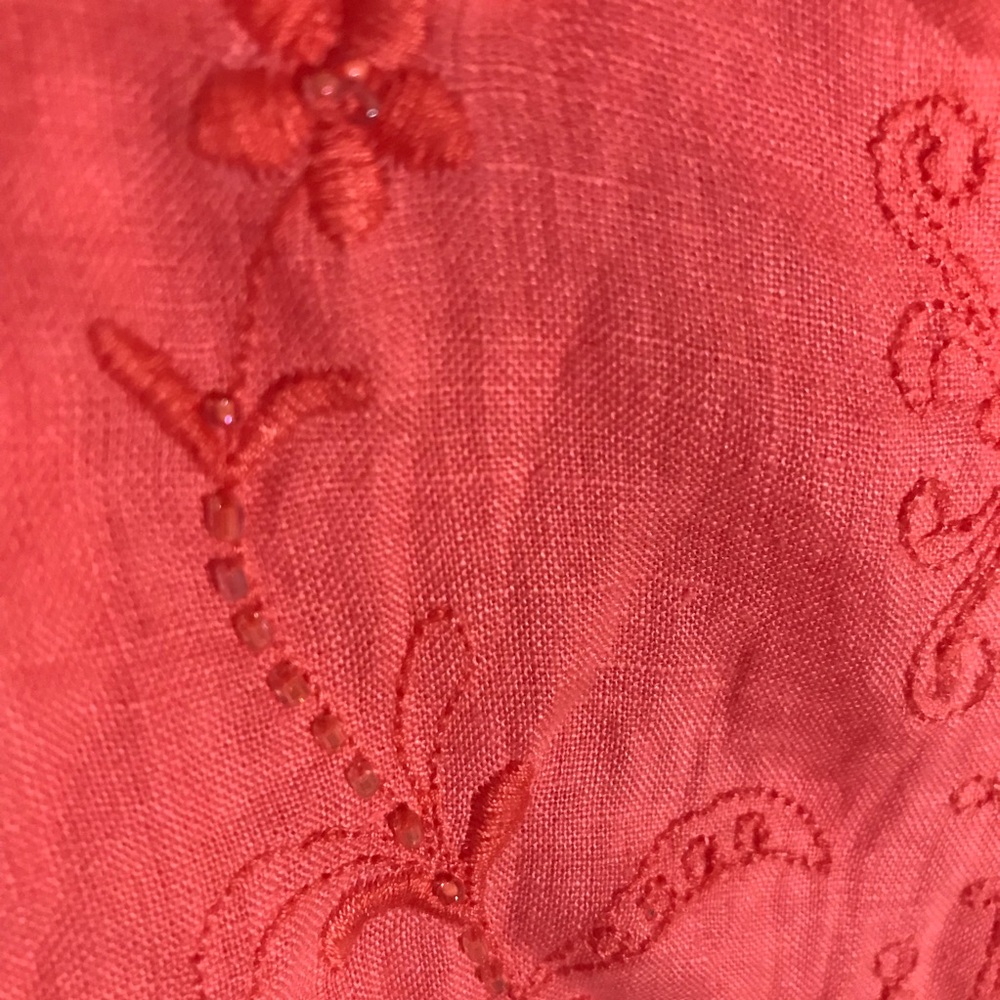 L linen valerie stevens pink embroidered embroidery beaded blouse shirt … - Picture 4 of 17
